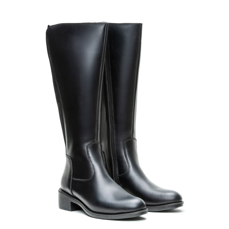 Women's black genuine leather knee-high boots VC401