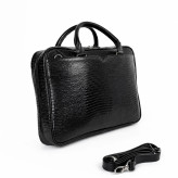 کیف اداری چرم طبیعی مردانه مشکی ویان مدل VL2485 با طرح لیزارد