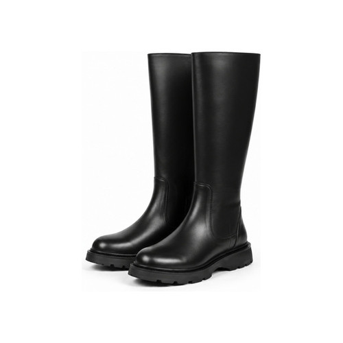 Women's black genuine leather knee-high boots VJ422