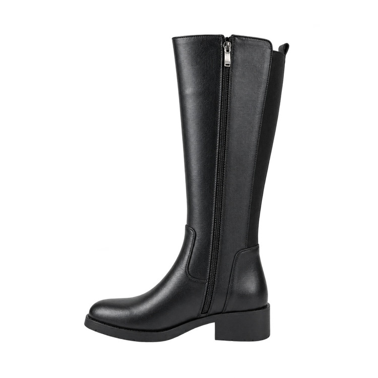Black leather knee-high boots women's footwear VC401